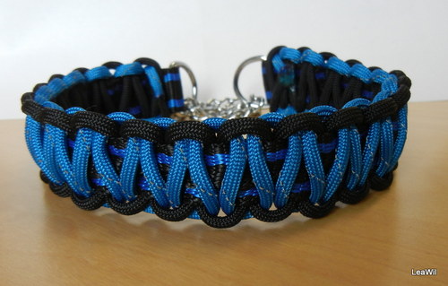 Paracord obojek polostahovací oplet modrá reflex — foto 3