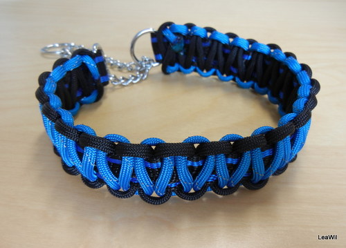 Paracord obojek polostahovací oplet modrá reflex — foto 4