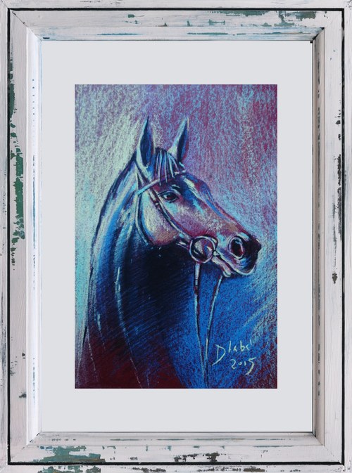 Kůň v červené...suchý pastel / or. Dlabal — foto 2
