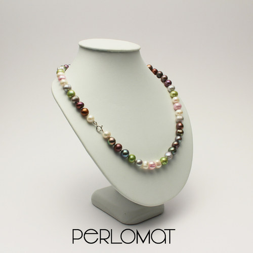 Multicolor perlový náhrdelník, 49cm, stříbro Ag925 — foto 3