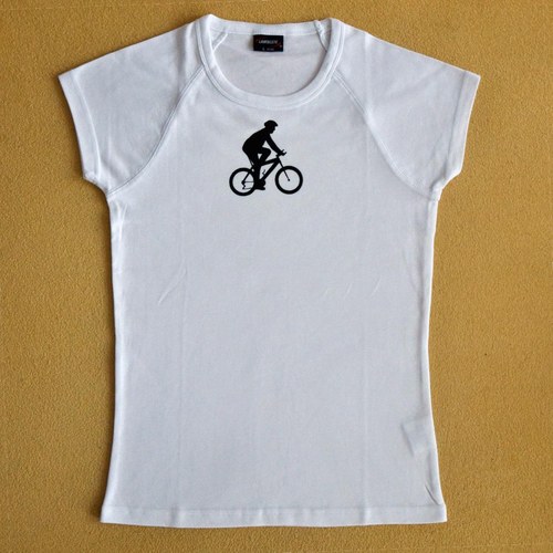 Bílé dámské triko s černým cyklistou L — foto 2
