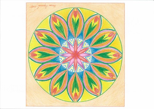 Mandala - Jarní tulipány-zelená — foto 2