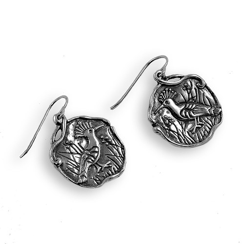 Stříbrné náušnice - dudek chocholavý — foto 2