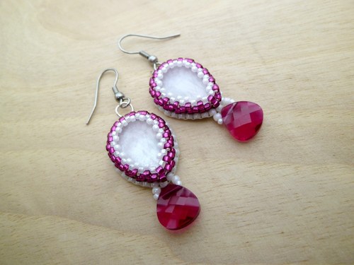 Náušnice Ruby Ice Drops obšívané korálky — foto 5