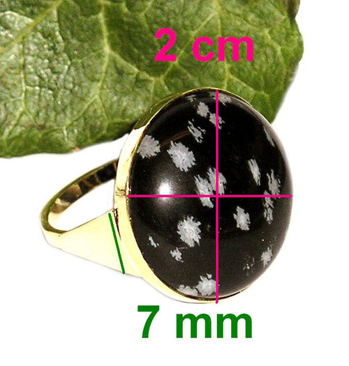 ZLATÝ prsten OBSIDIÁN VLOČKOVÝ 2 cm ! — foto 4