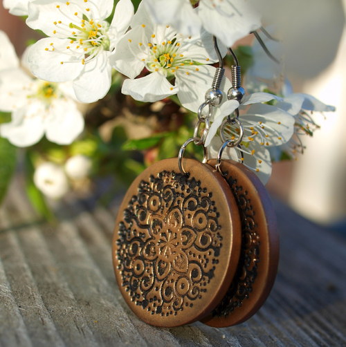Náušnice - ornament bronzový — foto 2
