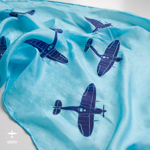 Supermarine spitfire blue / hedvábný šál — foto 4