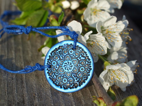 Náhrdelník - ornament modrý — foto 2