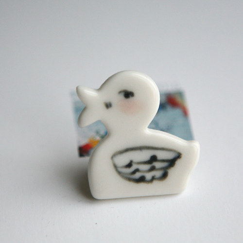 Kačka ....plavaat I (porcelánová brož) — foto 3
