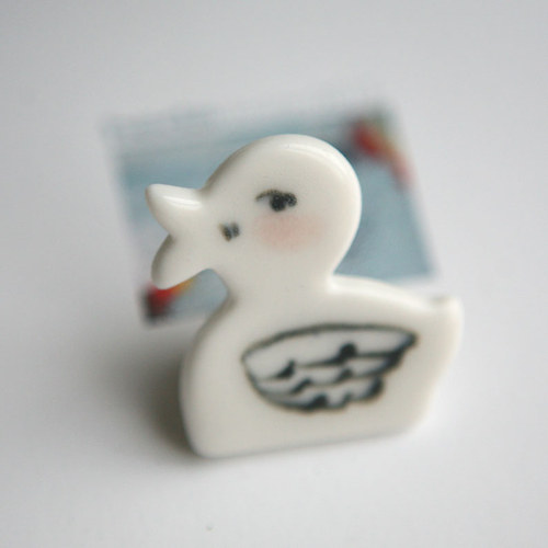 Kačka ....plavaat I (porcelánová brož) — foto 4