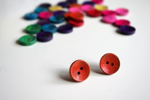 Oranžové knoflíky - náušnice — foto 3