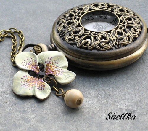 Náhrdelník hodinky s orchidejí II. — foto 2