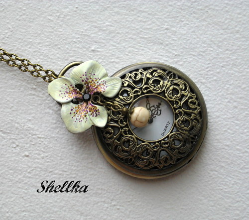 Náhrdelník hodinky s orchidejí II. — foto 3