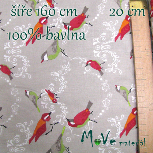 Bavlněné plátno - ptáčci 20cm/ š 160cm — foto 2