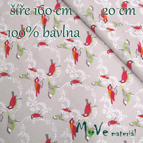 Bavlněné plátno - ptáčci 20cm/ š 160cm — foto 3