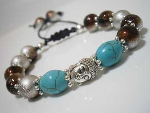 Náramek s buddhou a tyrkenitem (macramé) — foto 2