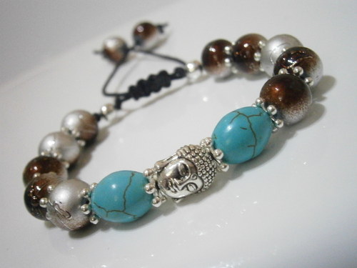 Náramek s buddhou a tyrkenitem (macramé) — foto 3