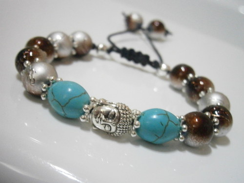 Náramek s buddhou a tyrkenitem (macramé) — foto 4