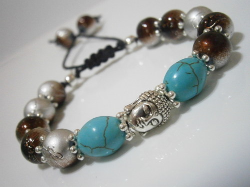 Náramek s buddhou a tyrkenitem (macramé) — foto 5