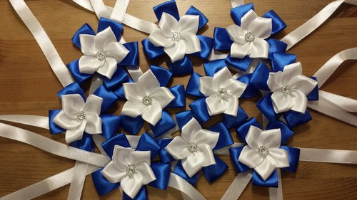 Svatební sada vývazky MODROBÍLÁ — foto 2