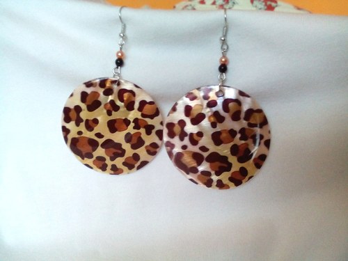 Leopardí - perleťové náušnice — foto 2