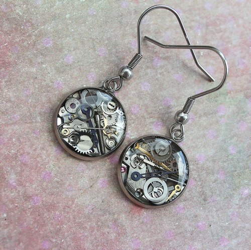Steampunkové náušnice /nerez/ — foto 2