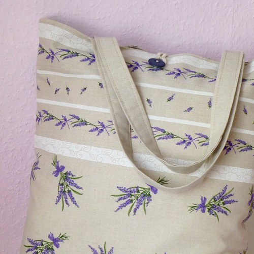 Taška režná s levandulí a proužky — foto 2