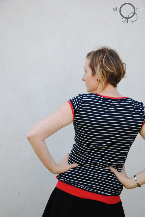 Modré lem červený s aplikací, vel. S — foto 4