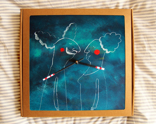 Keramické hodiny 33x33cm - Mráčkovi — foto 2