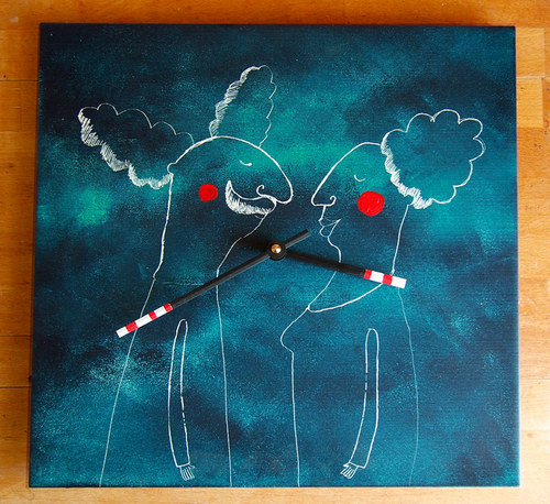 Keramické hodiny 33x33cm - Mráčkovi — foto 3