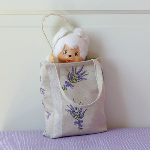 Mini taška s levandulí a proužky — foto 3