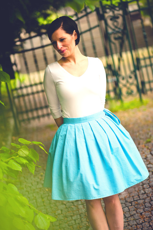 CUPCAKE sukně, zavinovací - modrá kostkovaná — foto 2