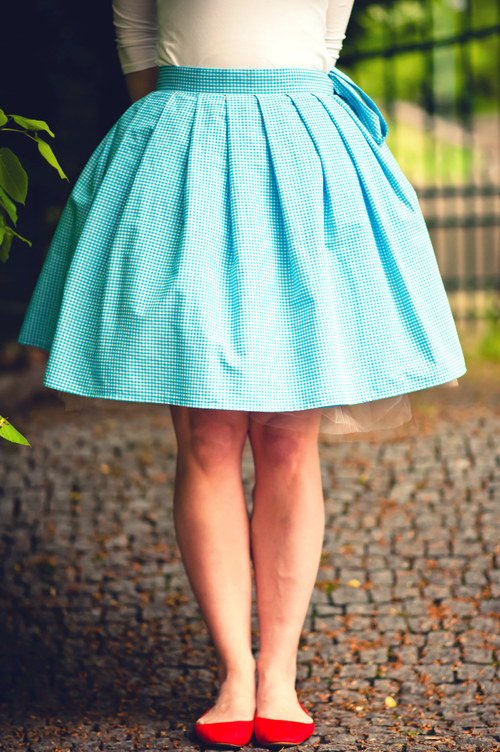 CUPCAKE sukně, zavinovací - modrá kostkovaná — foto 3