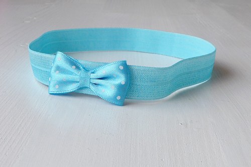 Čelenka pro newborn - tyrkysová s puntíky — foto 3