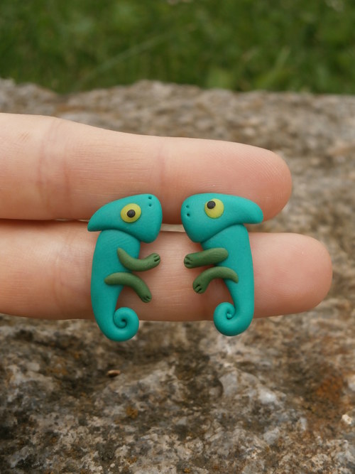 Náušnice chameleoni — foto 2