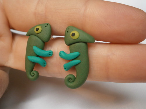 Náušnice chameleoni — foto 3