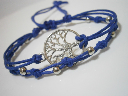 Modrý dvojitý náramek "Strom života" (macramé) — foto 3