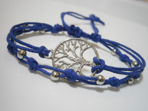 Modrý dvojitý náramek "Strom života" (macramé) — foto 4