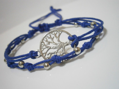 Modrý dvojitý náramek "Strom života" (macramé) — foto 5