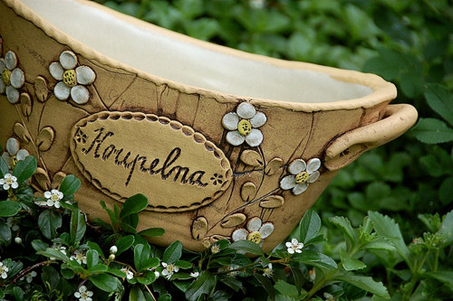 Keramický koš - "Koupelna"-bílé kyti-na obj.!!! — foto 2