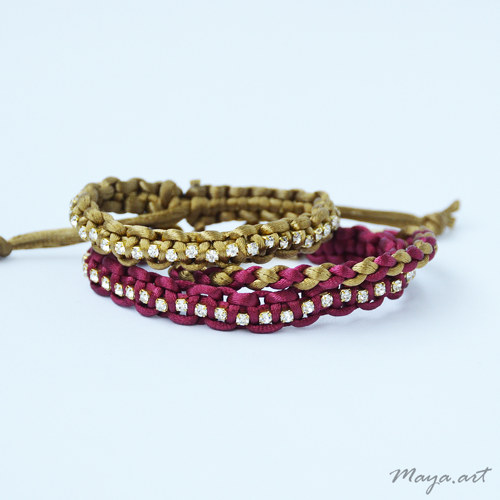 Béžový náramek "MACRAME BRACELET" s kamínky — foto 4