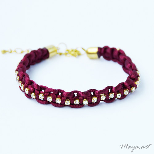 Vínový náramek "MACRAME BRACELET" s kamínky — foto 2