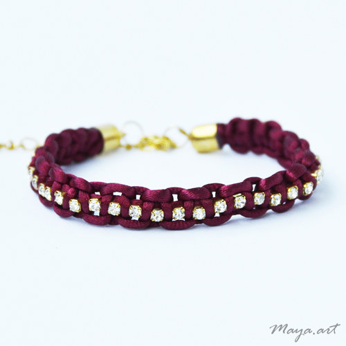 Vínový náramek "MACRAME BRACELET" s kamínky — foto 3