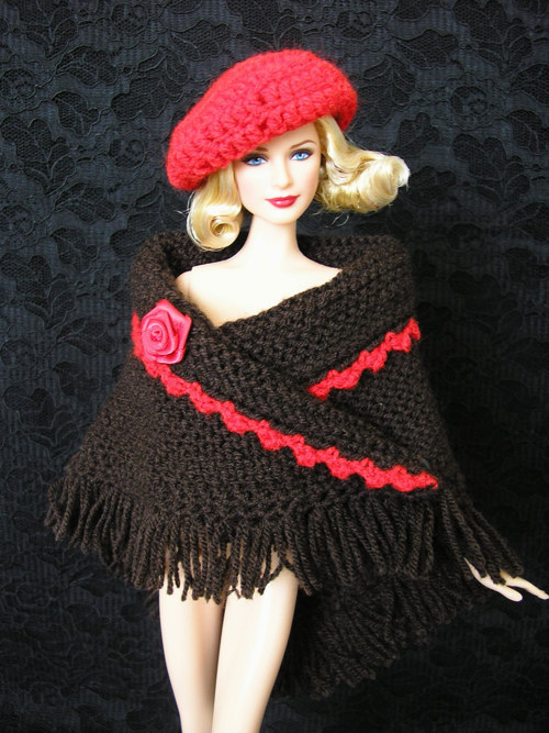 SLEVA 50% Hnědý elegantní pléd pro Barbie — foto 2