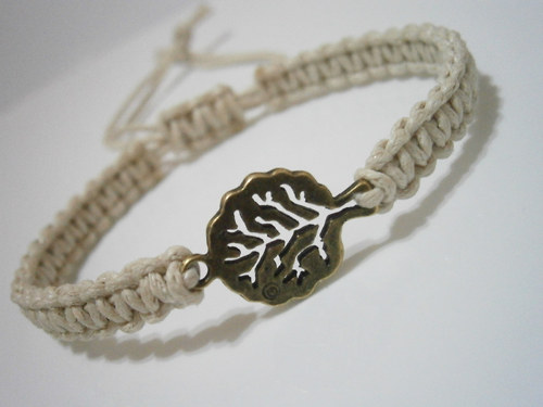 Béžový náramek se stromem - unisex (macramé) — foto 5