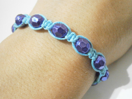 Modrý elegantní náramek (macramé) - unisex — foto 2