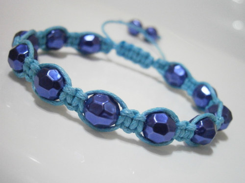 Modrý elegantní náramek (macramé) - unisex — foto 4