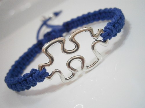 "Puzzle" náramek - tm.modrý (macramé) — foto 2
