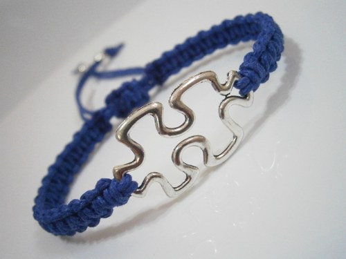 "Puzzle" náramek - tm.modrý (macramé) — foto 3
