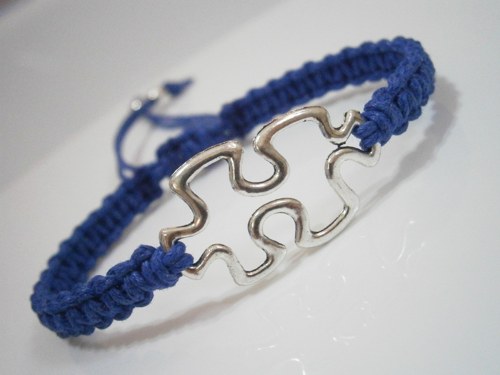 "Puzzle" náramek - tm.modrý (macramé) — foto 5